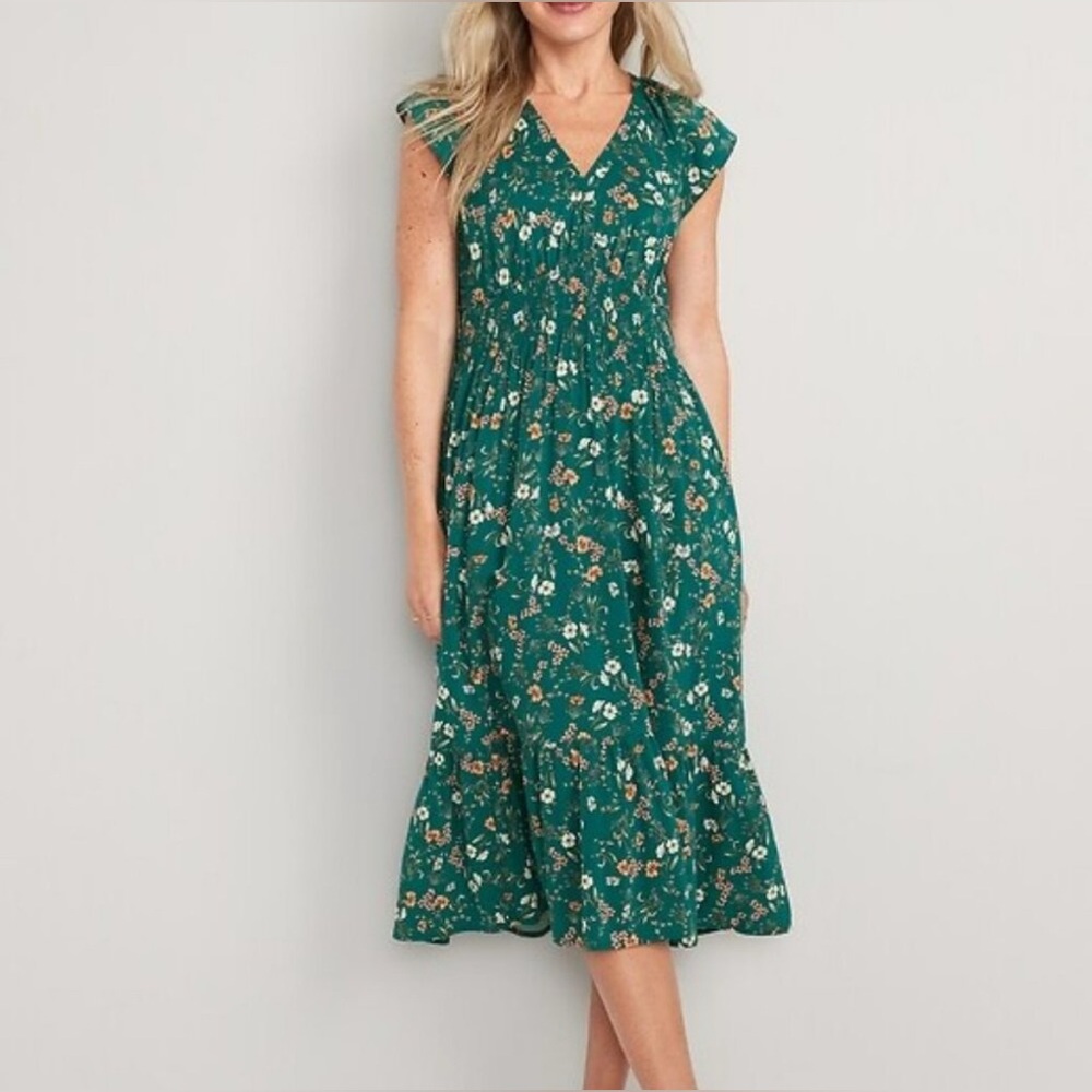 Old Navy Green Flutter Sleeve Sundress